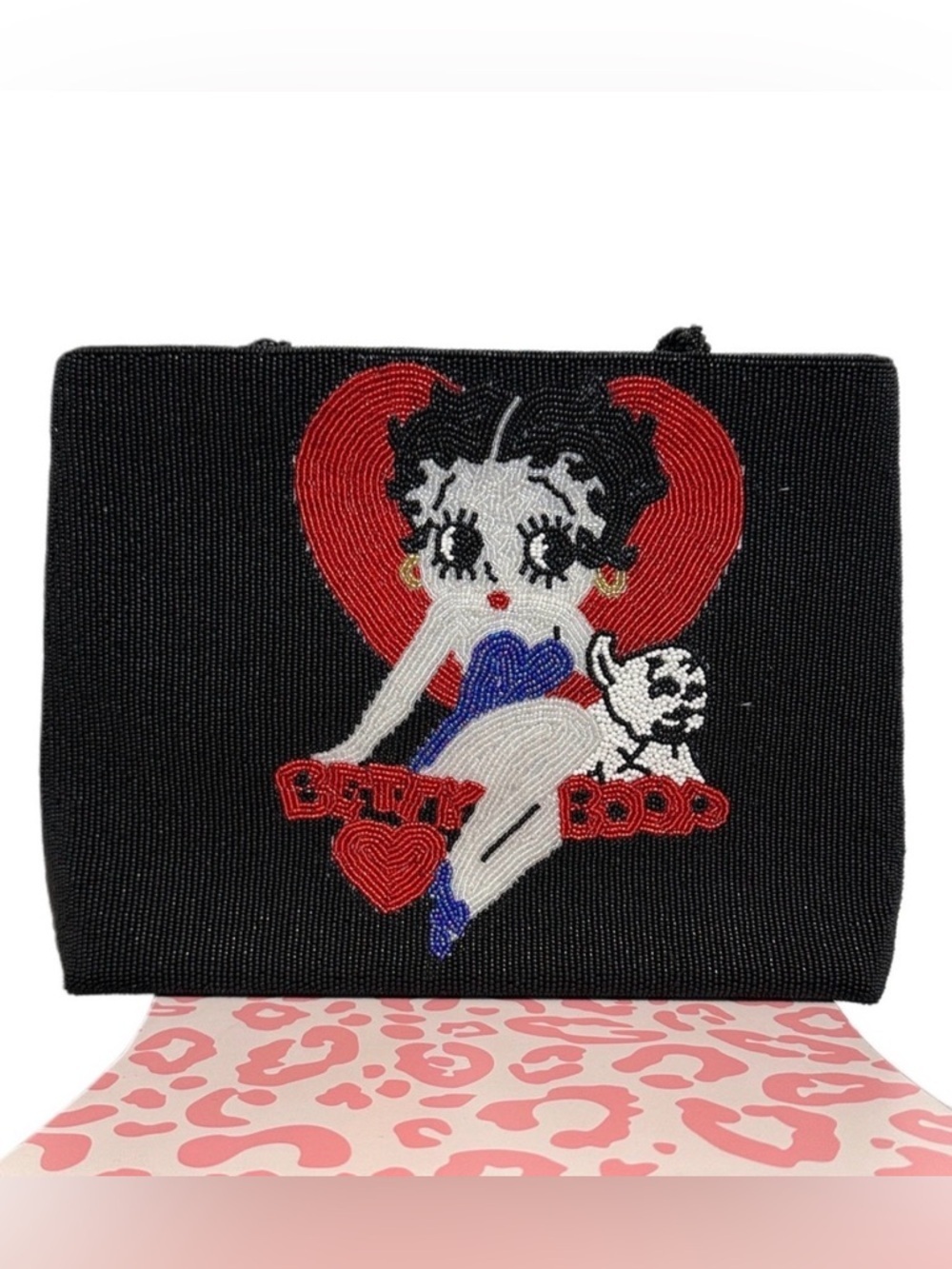 Betty Boop Black Clutch with Red Heart Design